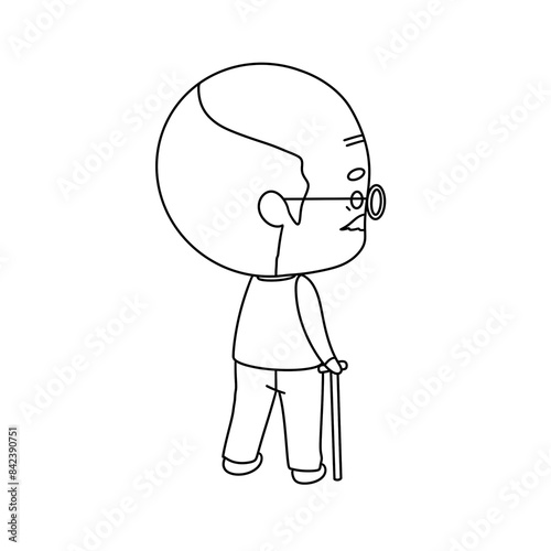 A man with glasses and a cane is walking