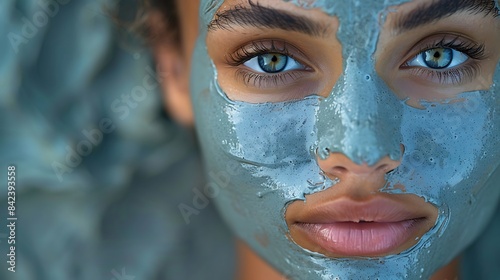 Applying a clay mask, capturing the texture and deep cleansing benefits