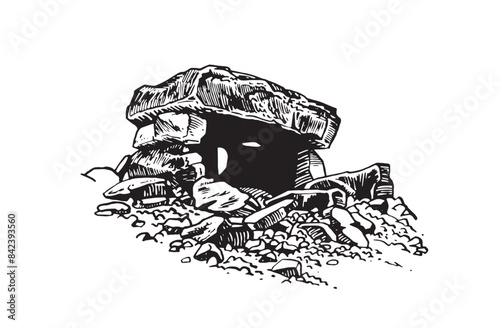 The caucasus dolmen on white background,vector illustration.	