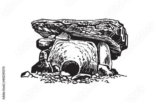 The caucasus dolmen on white background,vector illustration.	
