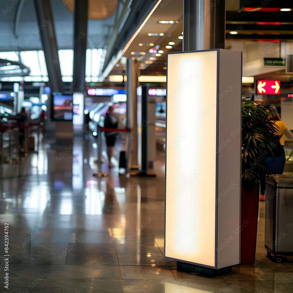 Airport boarding vertical light box, empty. Airport boarding vertical light box, empty.