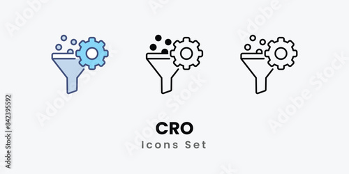 CRO icons vector set stock illustration.
