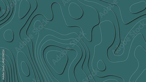 Multi layers green color texture 3D papercut layers in gradient vector banner, Abstract paper cut art background design for website template. Topography map concept or smooth origami paper cut