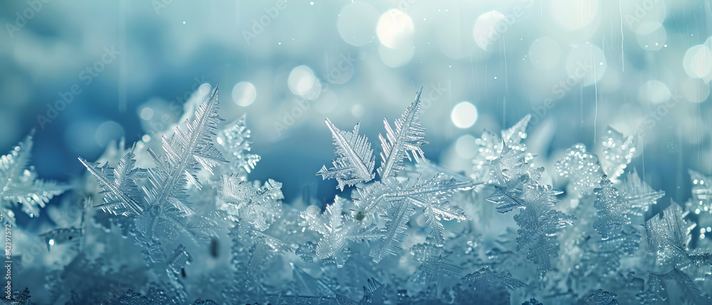 Ice crystals forming on a windowpane Ice crystals forming on a windowpane