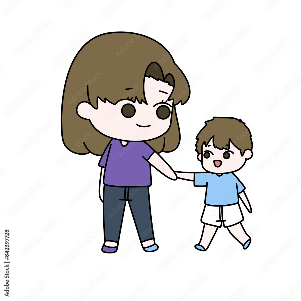 A woman is holding a child's hand A woman is holding a child's hand