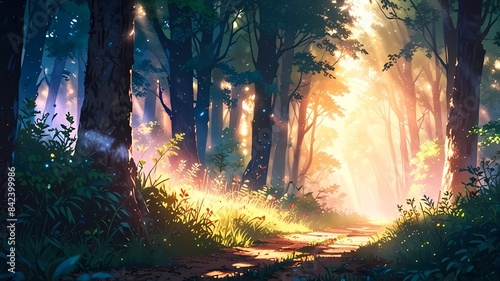 Sunrise in the forest 