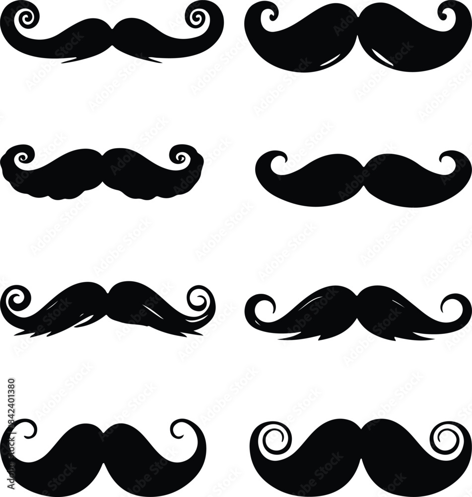 Mustache icon collection vector, fathers day mustache collection Mustache icon collection vector, fathers day mustache collection