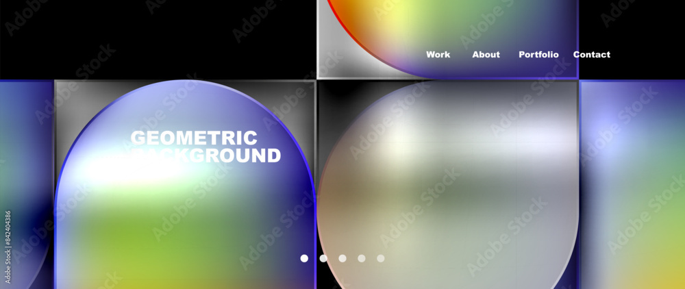 Fototapeta premium Bright colorful squares with round elements minimal geometric background. Vector Illustration For Wallpaper, Banner, Background, Card, Book Illustration, landing page