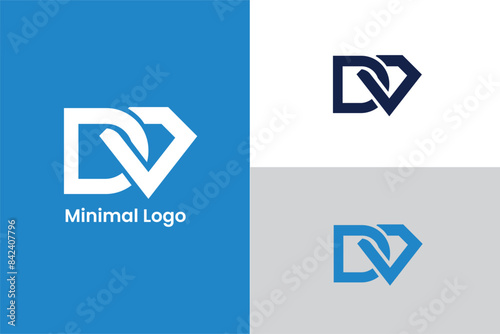 letter D diamond icon logo, letter D and diamond link logo, letter D jewellery logo,  
