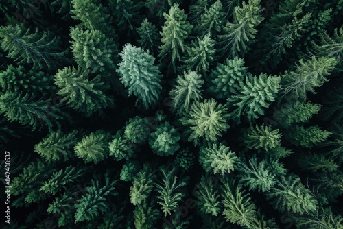 Image shows a pine tree from the top down, with branches and needles visible © vefimov