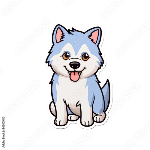 Cute Dog Drawing Sticker on White Background