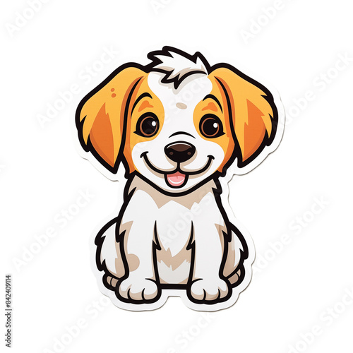 Cute Dog Drawing Sticker on White Background