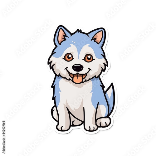 Cute Dog Drawing Sticker on White Background © Piitar