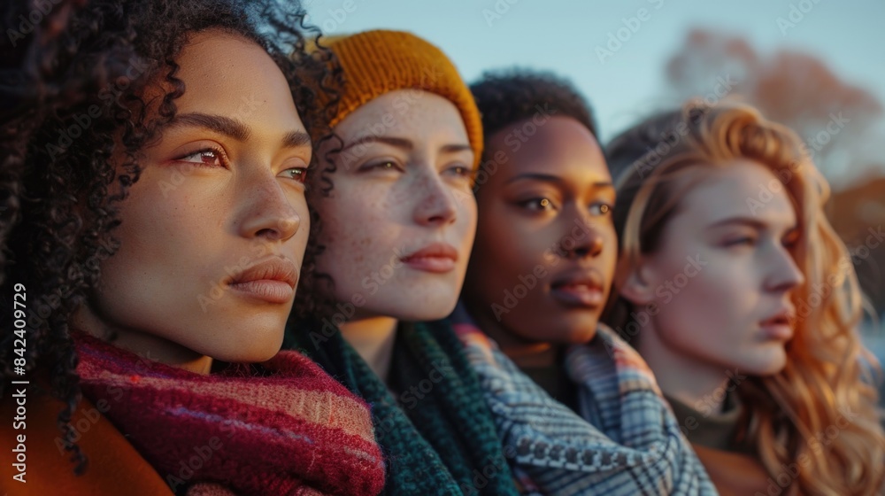 Group of females standing side by side, possibly friends or family members Group of females standing side by side, possibly friends or family members