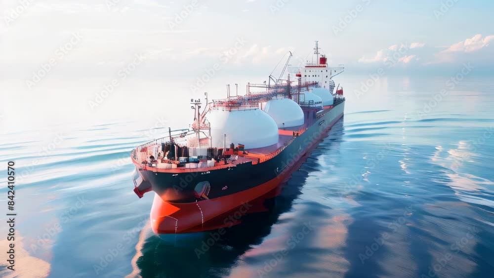 A large natural gas tanker ship sailing in open ocean A large natural gas tanker ship sailing in open ocean