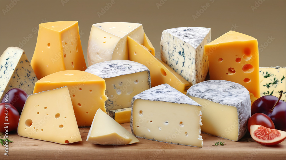 Cheese Galore: A Bountiful Spread of Different Cheeses for an Exquisite Tasting Affair, Generative AI Cheese Galore: A Bountiful Spread of Different Cheeses for an Exquisite Tasting Affair, Generative AI