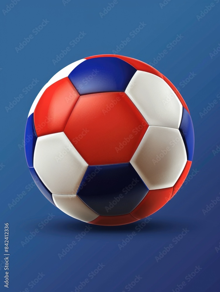 A soccer ball featuring the colors of the French flag, suitable for patriotic or sports-related uses A soccer ball featuring the colors of the French flag, suitable for patriotic or sports-related uses