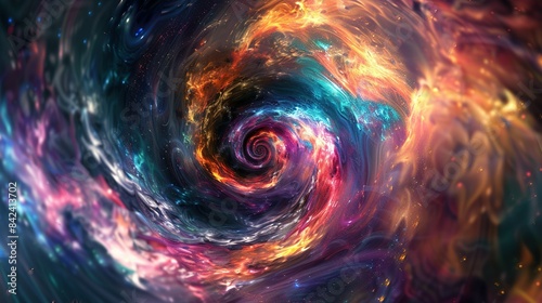 Colorful vortex energy, cosmic spiral waves, and multicolor swirl explosion, Abstract futuristic digital background wallpaper