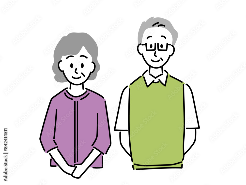 シニア夫婦のシンプルイラスト シニア夫婦のシンプルイラスト
