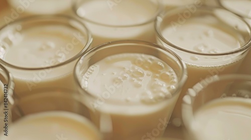 Close up view of buttermilk in glass cups photo
