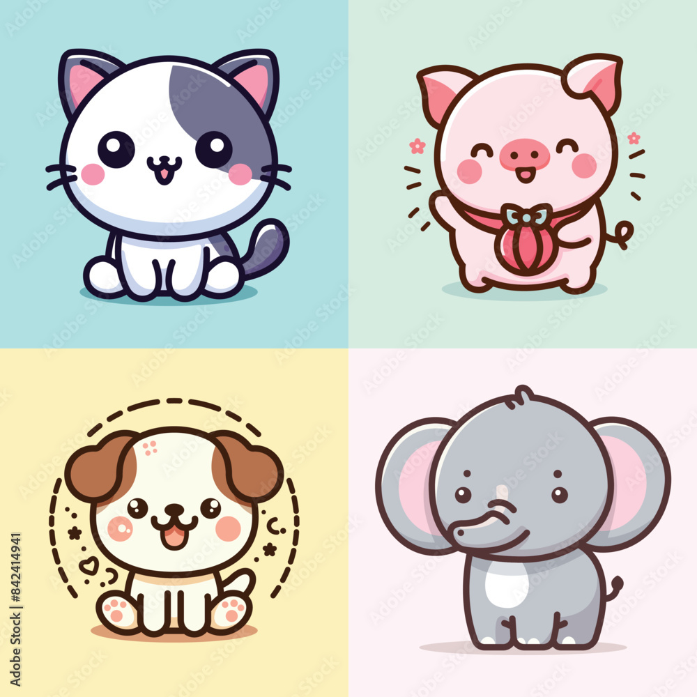 vector art set of cute animals