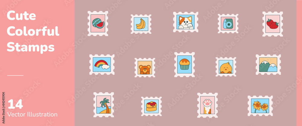 Cute Colorful Stamps Cute Colorful Stamps