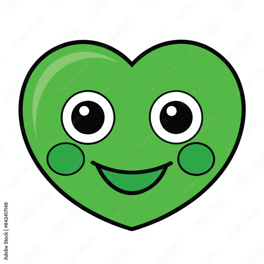 Green face smiley heart shape on white background vector illustration eps 10 Green face smiley heart shape on white background vector illustration eps 10