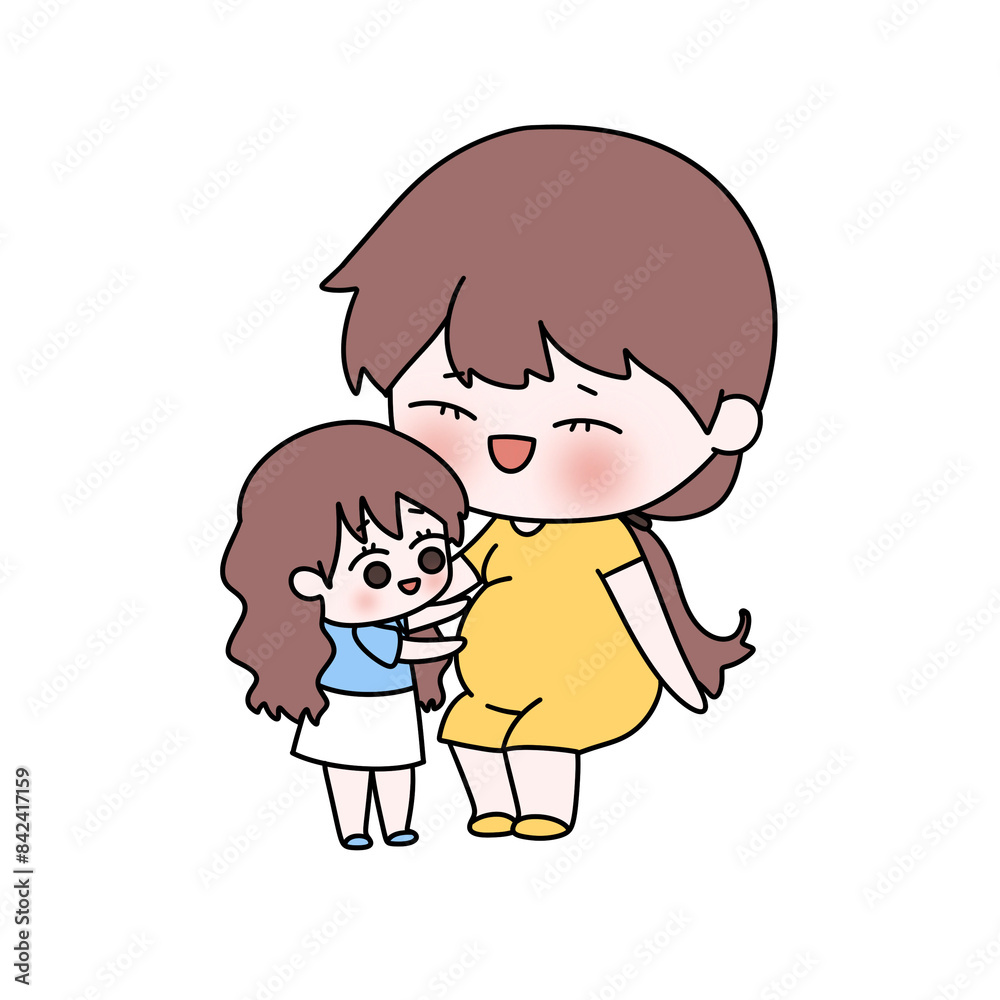 A cartoon drawing of a woman holding a baby A cartoon drawing of a woman holding a baby