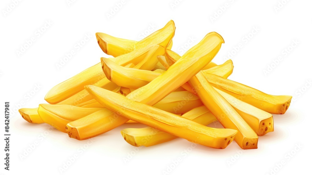 Isolated on a white background French fries or potato chips Isolated on a white background French fries or potato chips