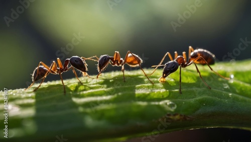 Ants Communicating Through Chemical Signals on the Forest Floor, Coordinating Their Activities with Precision
 photo