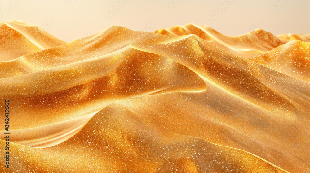 Luxurious golden fabric with flowing waves drapes a shiny golden background Luxurious golden fabric with flowing waves drapes a shiny golden background