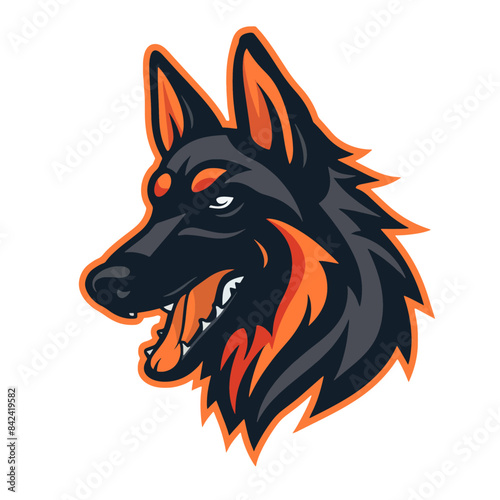 German Shepherd Head Mascot for Esports Team Logo Flat Color Vector