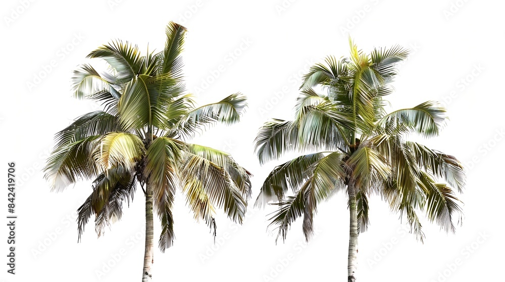 coconut trees on white background : Generative AI