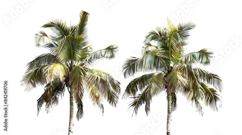 coconut trees on white background   Generative AI