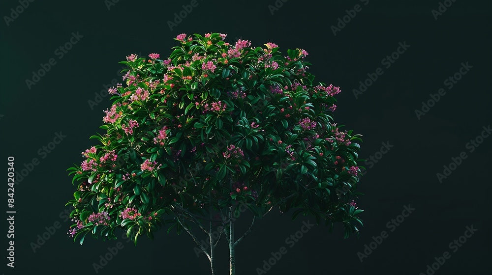 Fototapeta premium Flower bush shrub tree plant isolated tropical jungle plant with clipping path : Generative AI