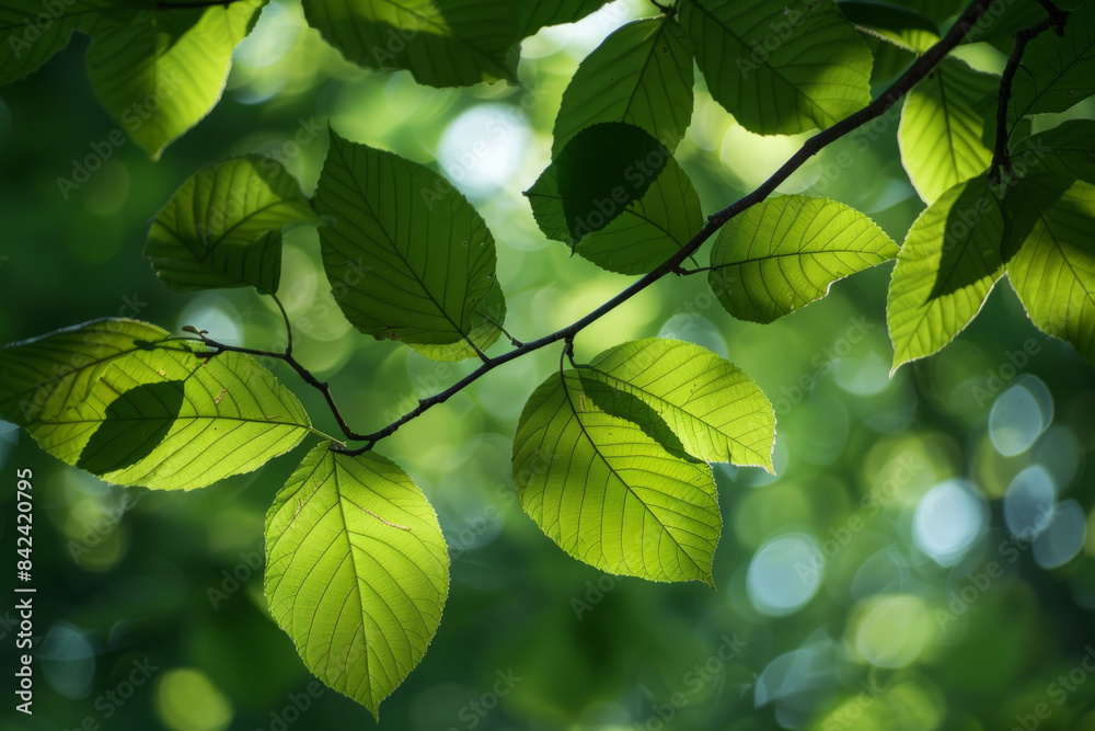 Nature green serene background with soft dappled light filtering through leaves Nature green serene background with soft dappled light filtering through leaves