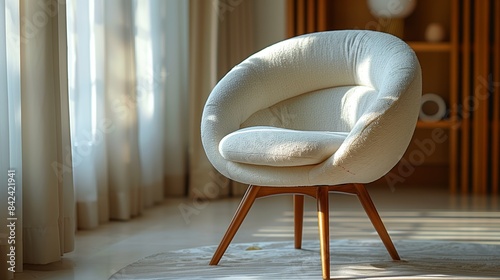 White Leather Swivel Chair in a Modern Living Room