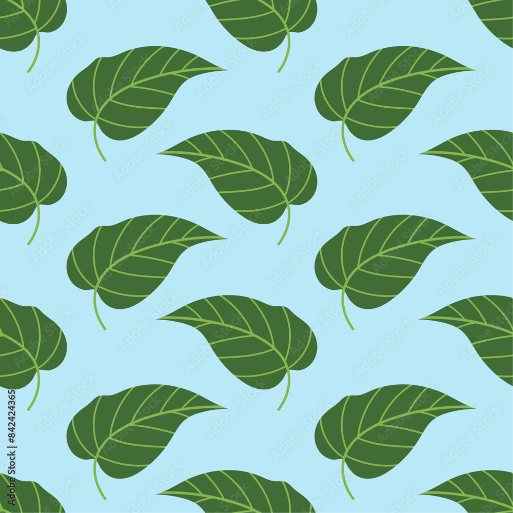 Seamless pattern on a colored background of tropical leaves in a flat style. Summer tropical background. Pattern for textile, wrapping paper, background. Seamless pattern on a colored background of tropical leaves in a flat style. Summer tropical background. Pattern for textile, wrapping paper, background.