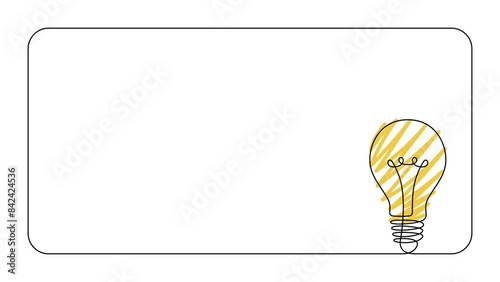 Line drawing idea bulb animation with copy space for business presentation concept