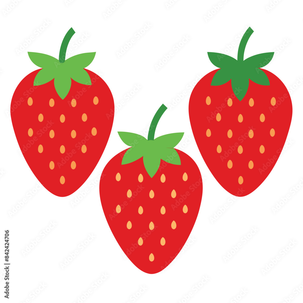 strawberry fruits, strawberry vector flat style illustration, solid real color variant, white background strawberry fruits, strawberry vector flat style illustration, solid real color variant, white background