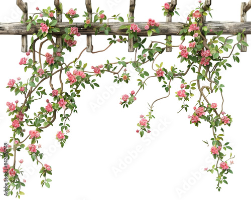 Flowering Garden Trellis Beautiful Floral Arch for Garden Decor and Landscaping on transparent background 