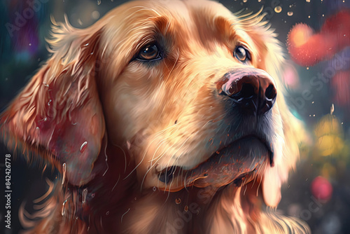 golden retriever dog painting