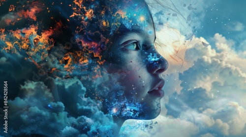 Surreal Fantasy Portrait: Child in a Dreamy Cosmos