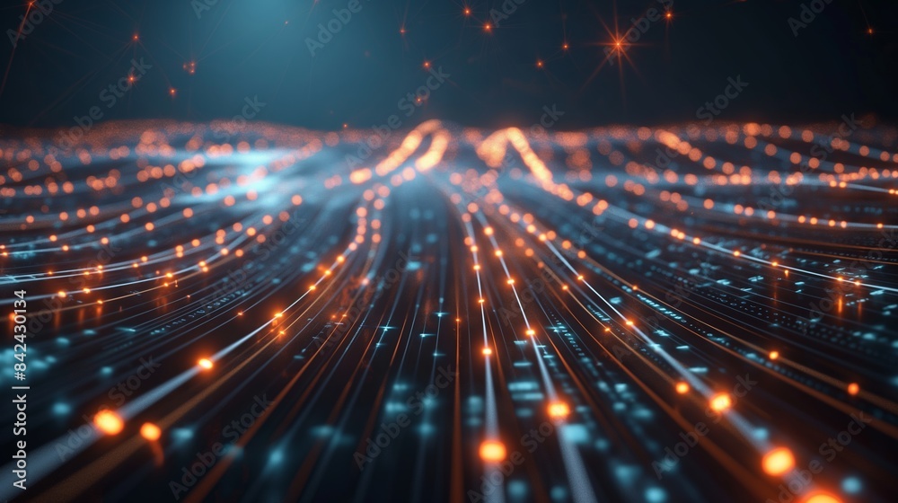 Abstract 3D render of light trails representing speeding data or the concept of digital transfer Abstract 3D render of light trails representing speeding data or the concept of digital transfer