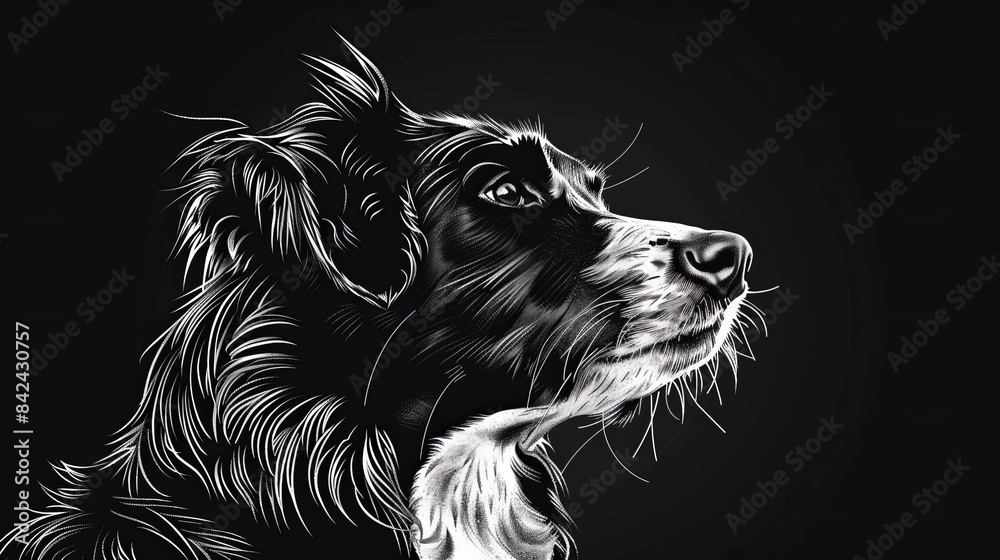 Naklejka premium black and white dog