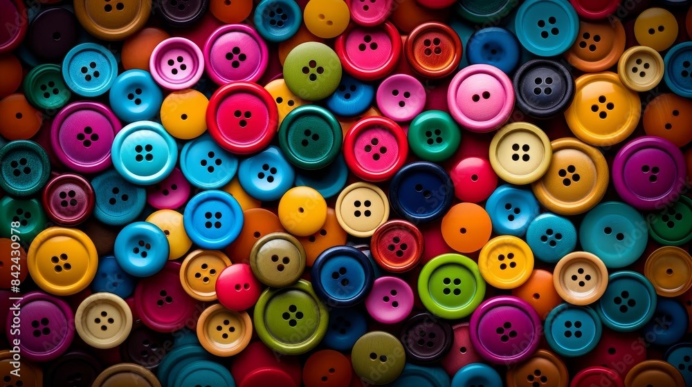 A vibrant display of buttons of different colors and sizes A vibrant display of buttons of different colors and sizes