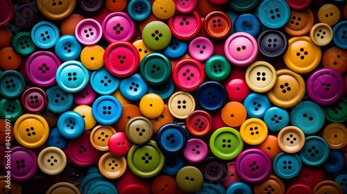 A vibrant display of buttons of different colors and sizes