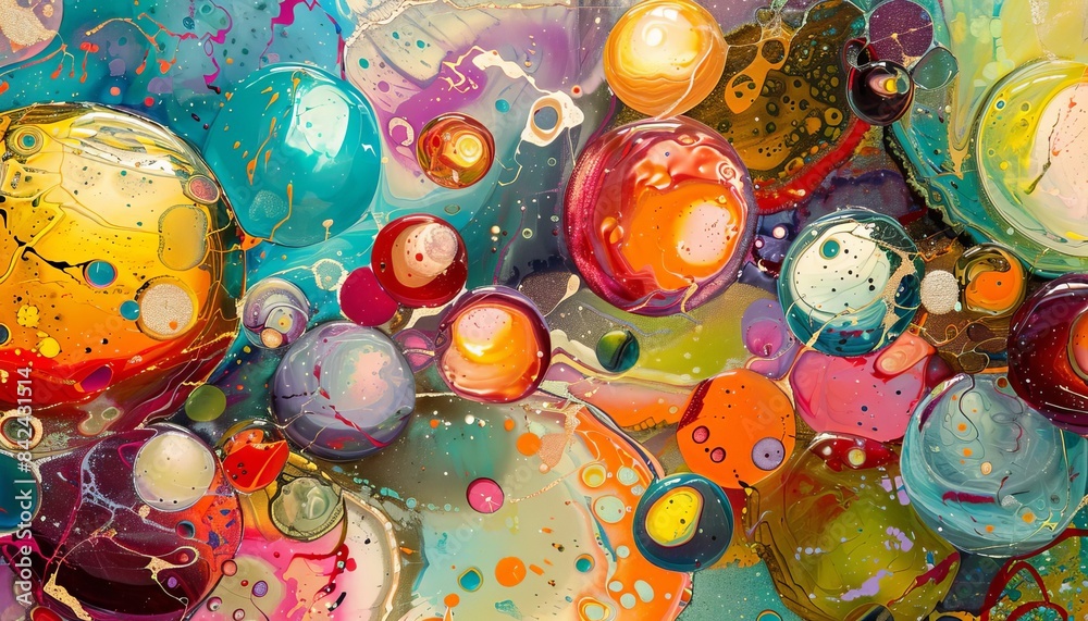 Abstract art with colorful eggs, Abstract art with colorful eggs,