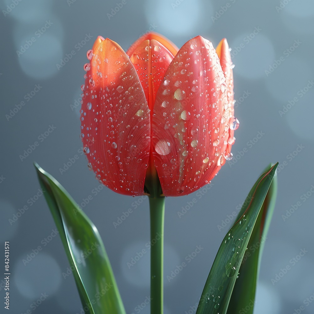 Vivid 3D Tulip with Refreshing Water Drops - High Detail Realistic Textures in 8k HD Vivid 3D Tulip with Refreshing Water Drops - High Detail Realistic Textures in 8k HD