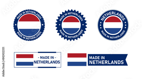 Netherlands flag, Made in Netherlands. Tag, Seal, Stamp, Flag, Icon vector